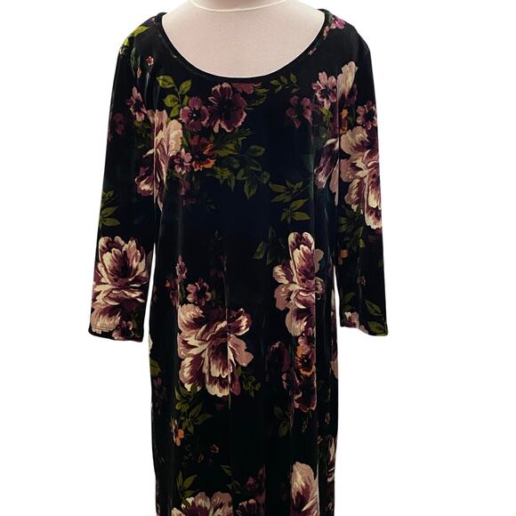 RONNI NICOLE Black Velvet Big Floral Mauve Purple SIZE 12 Dress Whimsygoth Fairy - Picture 2 of 6